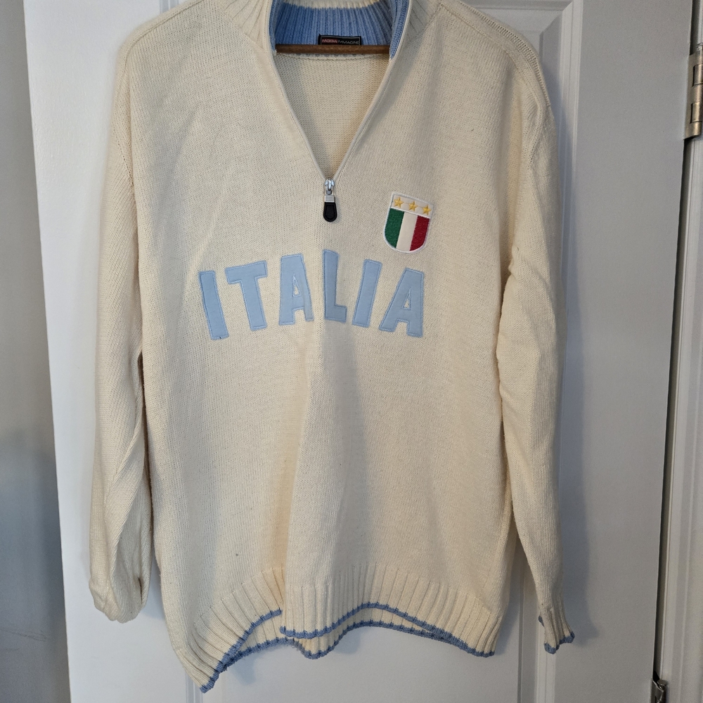 Italia Cream Zip Up Sweater